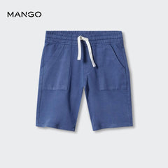 MANGO BLUE COTTON SHORTS WITH ELASTIC WAIST 47087836