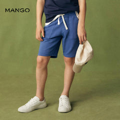 MANGO BLUE COTTON SHORTS WITH ELASTIC WAIST 47087836