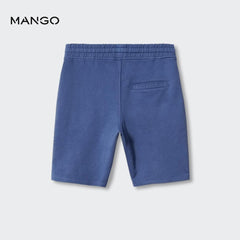 MANGO BLUE COTTON SHORTS WITH ELASTIC WAIST 47087836