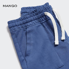 MANGO BLUE COTTON SHORTS WITH ELASTIC WAIST 47087836