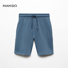 MANGO BLUE COTTON SHORTS WITH ELASTIC WAIST