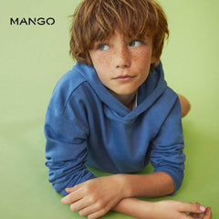 MANGO BLUE COTTON SWEATSHIRT WITH HOODIE 0025