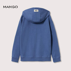 MANGO BLUE COTTON SWEATSHIRT WITH HOODIE 0025
