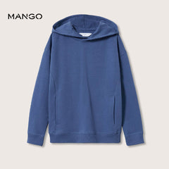 MANGO BLUE COTTON SWEATSHIRT WITH HOODIE 0025