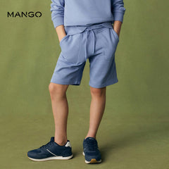 MANGO BLUE ELASTIC WAIST BERMUDA SHORTS 57040361