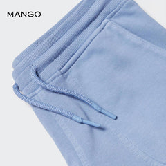 MANGO BLUE ELASTIC WAIST BERMUDA SHORTS 57040361