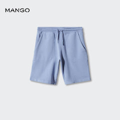 MANGO BLUE ELASTIC WAIST BERMUDA SHORTS 57040361