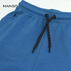 MANGO BLUE ELASTIC WAIST COTTON SHORTS