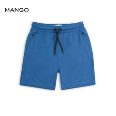 MANGO BLUE ELASTIC WAIST COTTON SHORTS