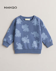 MANGO BLUE ELEPHANT PRINT SWEATSHIRT