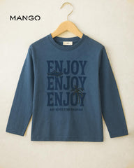 MANGO BLUE ENJOY PRINTED T-SHIRT