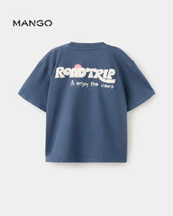 MANGO BLUE ENJOY THE VIEWS COTTON T-SHIRT