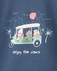 MANGO BLUE ENJOY THE VIEWS COTTON T-SHIRT