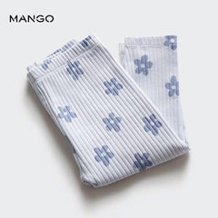 MANGO BLUE FLOWER PRINTED LEGGING