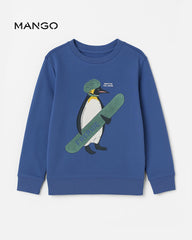 MANGO BLUE FREE RIDE EMBOSSED SWEATSHIRT