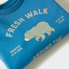 MANGO VIBRANT BLUE FRESH WALK PRINTED SWEATSHIRT