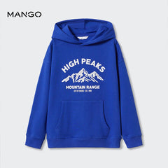 MANGO BLUE HIGH PEAKS SWEATSHIRT WITH HOOD