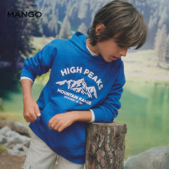 MANGO BLUE HIGH PEAKS SWEATSHIRT WITH HOOD