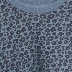 MANGO BLUE LEOPARD PRINTED ORGANIC COTTON SWEATSHIRT