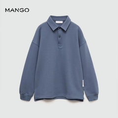 MANGO BLUE LONG SLEEVE POLO SWEATSHIRT 77080612