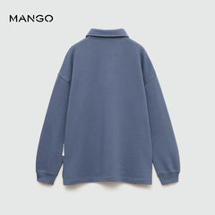 MANGO BLUE LONG SLEEVE POLO SWEATSHIRT 77080612