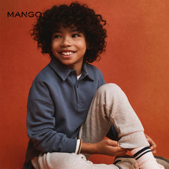MANGO BLUE LONG SLEEVE POLO SWEATSHIRT 77080612