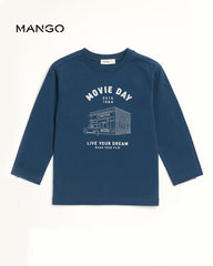 MANGO BLUE MOVIE DAY PRINTED T-SHIRT