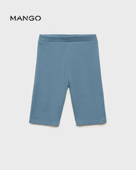 MANGO BLUE RIBBED SHORT LEGGINGS