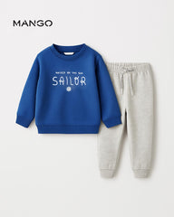 MANGO BLUE SAILOR PRINTED SWEATSHIRT WITH TROUSER SET