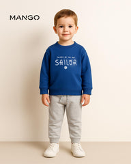 MANGO BLUE SAILOR PRINTED SWEATSHIRT WITH TROUSER SET
