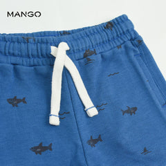 MANGO BLUE SHARKS PRINTED SHORTS