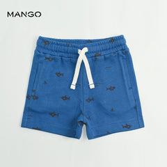 MANGO BLUE SHARKS PRINTED SHORTS