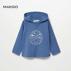 MANGO BLUE SKATE CLUB PRINTED COTTON HOODIE 5129