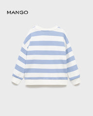 MANGO BLUE STRIPED COTTON BLEND SWEATSHIRT 17013291