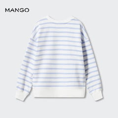 MANGO BLUE STRIPED COTTON BLEND SWEATSHIRT 2515