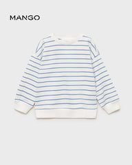 MANGO BLUE STRIPED COTTON BLEND SWEATSHIRT 87045963