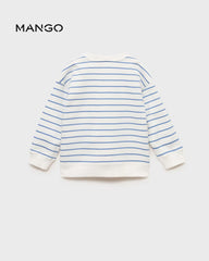 MANGO BLUE STRIPED COTTON BLEND SWEATSHIRT 87045963