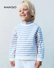 MANGO BLUE STRIPED COTTON BLEND SWEATSHIRT 87045963