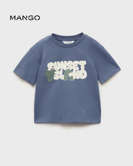 MANGO BLUE SUNSET ISLAND PRINTED T-SHIRT