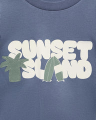 MANGO BLUE SUNSET ISLAND PRINTED T-SHIRT