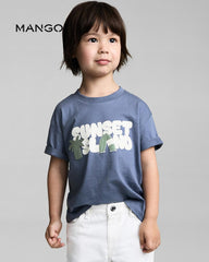 MANGO BLUE SUNSET ISLAND PRINTED T-SHIRT