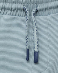 MANGO BLUE TEXTURED ELASTIC WAIST BERMUDA SHORTS