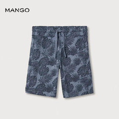MANGO BLUE TROPICAL PRINT BERMUDA SHORTS