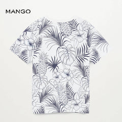 MANGO BLUE TROPICAL PRINTED TSHIRT