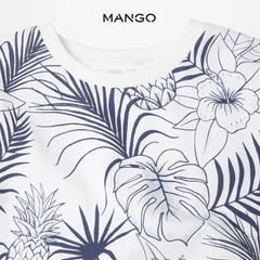 MANGO BLUE TROPICAL PRINTED TSHIRT