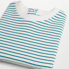 MANGO BOYS GREEN STRIPED COTTON BLEND SWEATSHIRT