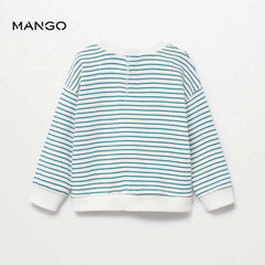 MANGO BOYS GREEN STRIPED COTTON BLEND SWEATSHIRT