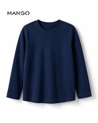 MANGO BOYS NAVY BLUE PLAIN LONG SLEEVE T-SHIRT