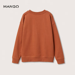 MANGO BROWN OUTDOOR PRINTED COTTON SWEATSHIRT
