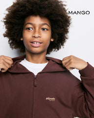 MANGO BRWON OWN YOUR TIME ZIPPER HOOD